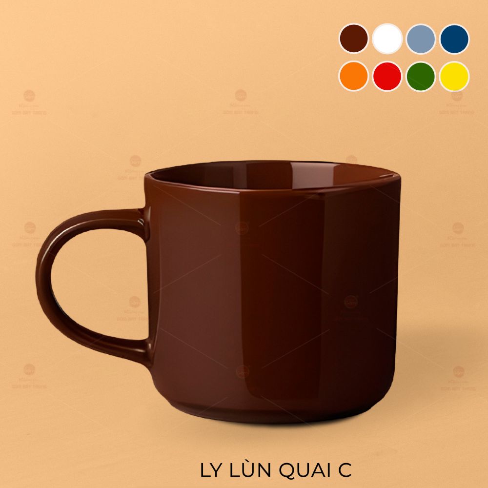 Ly Lùn Quai C sứ cao cấp Bát Tràng sang trọng quà tặng ý nghĩa 360ml 