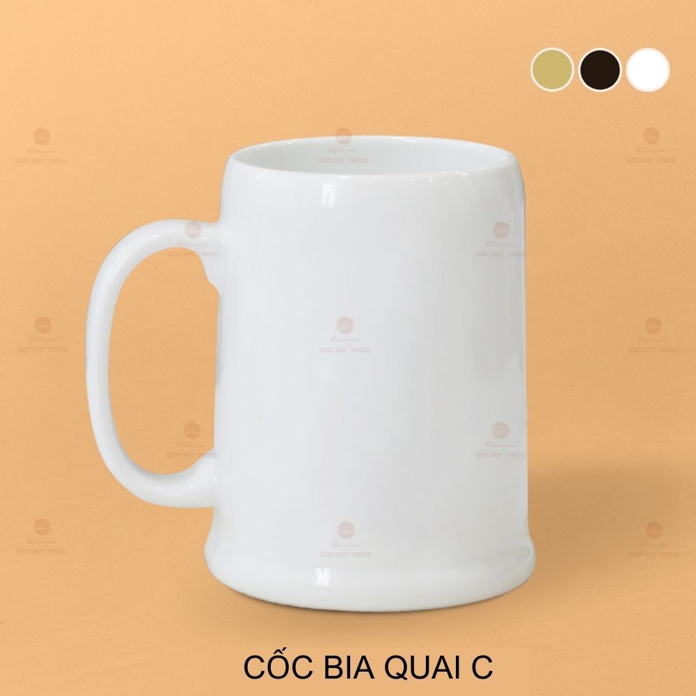 Cốc Bia Quai C Có Đế Sứ Men Cao Cấp 550ml Quà Tặng Sang 