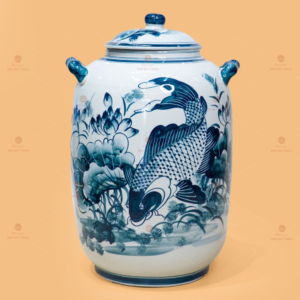 Hũ Sen Cá Gốm Bát Tràng 10L-30L Ngâm Rượu An Toàn Đẹp 