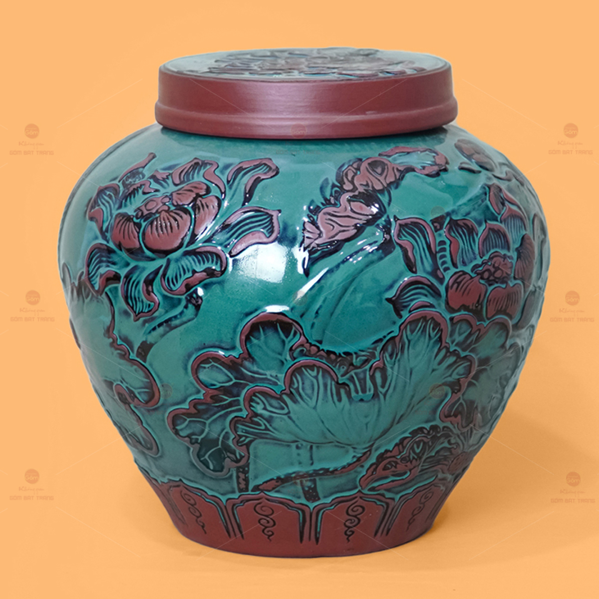 Chum Xanh Hoa Sen 10L 20L Sành Bát Tràng Siêu Bền 
