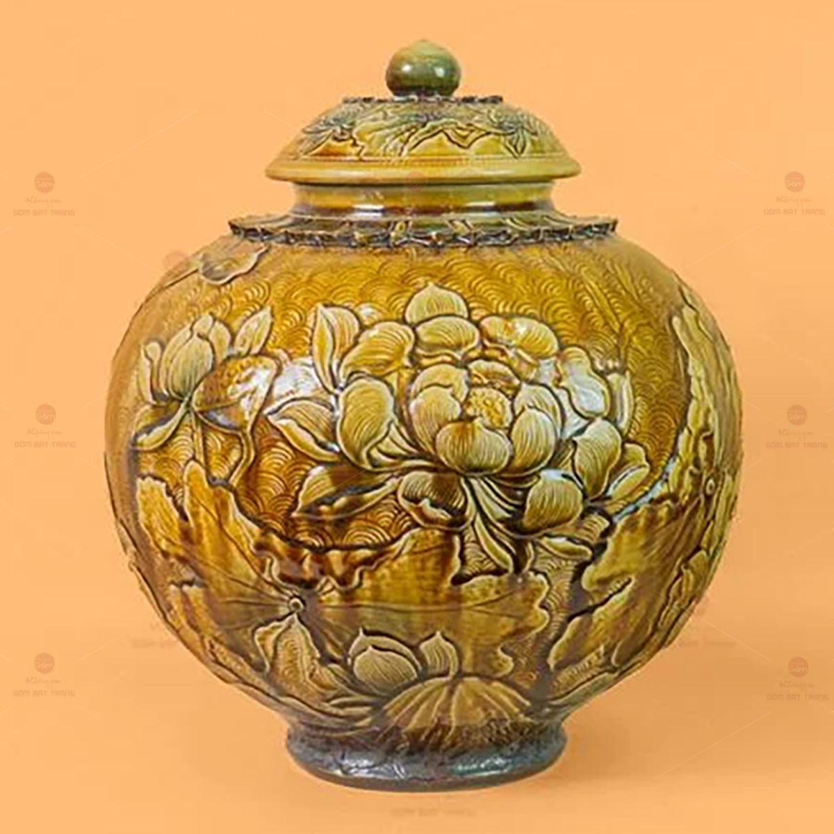 Chum Ngâm Rượu Hoa Sen Đắp Nổi Cao Cấp Bền Đẹp 