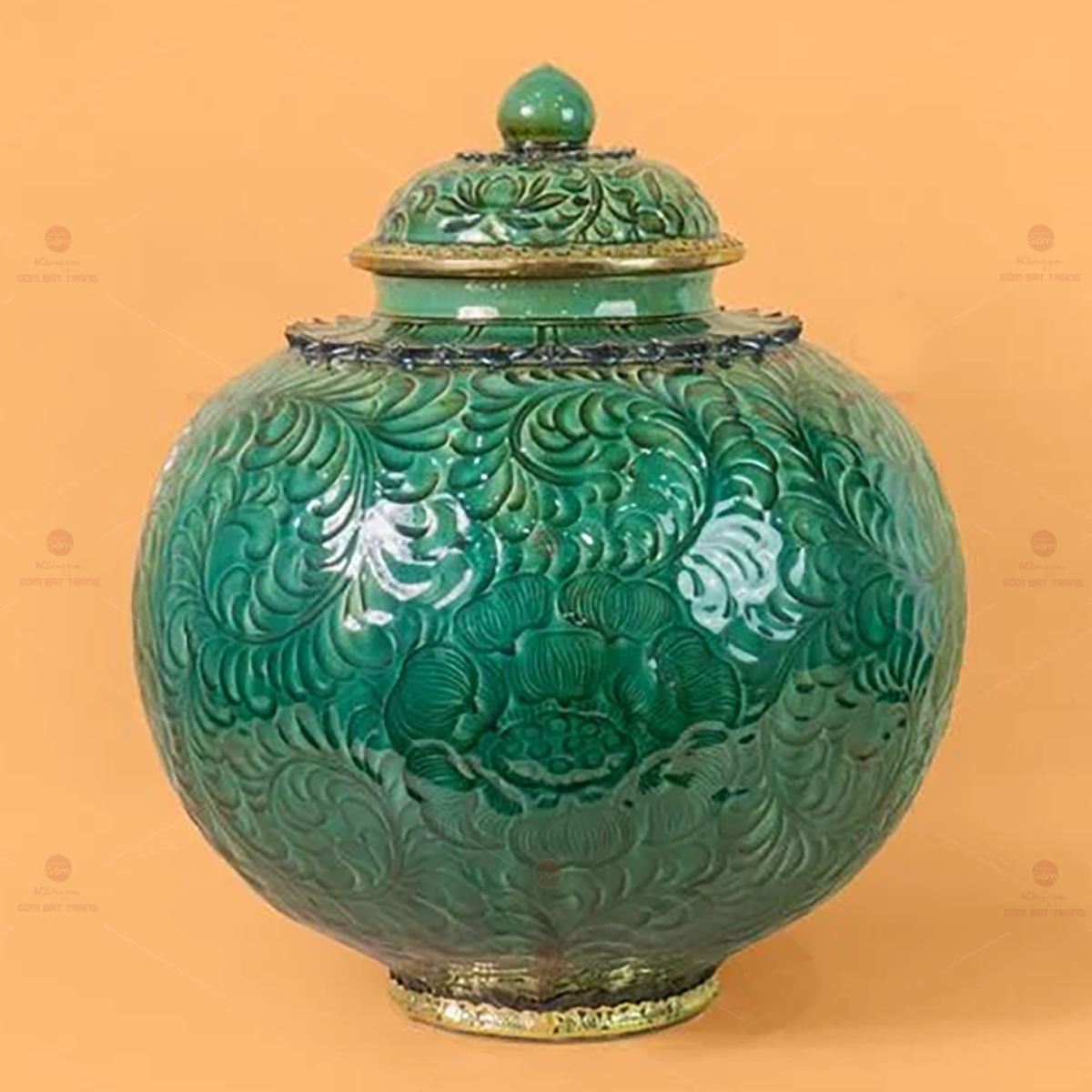 Chum Ngâm Rượu Bọc Đồng Trang Trí Vân Lá Xoáy An Toàn 