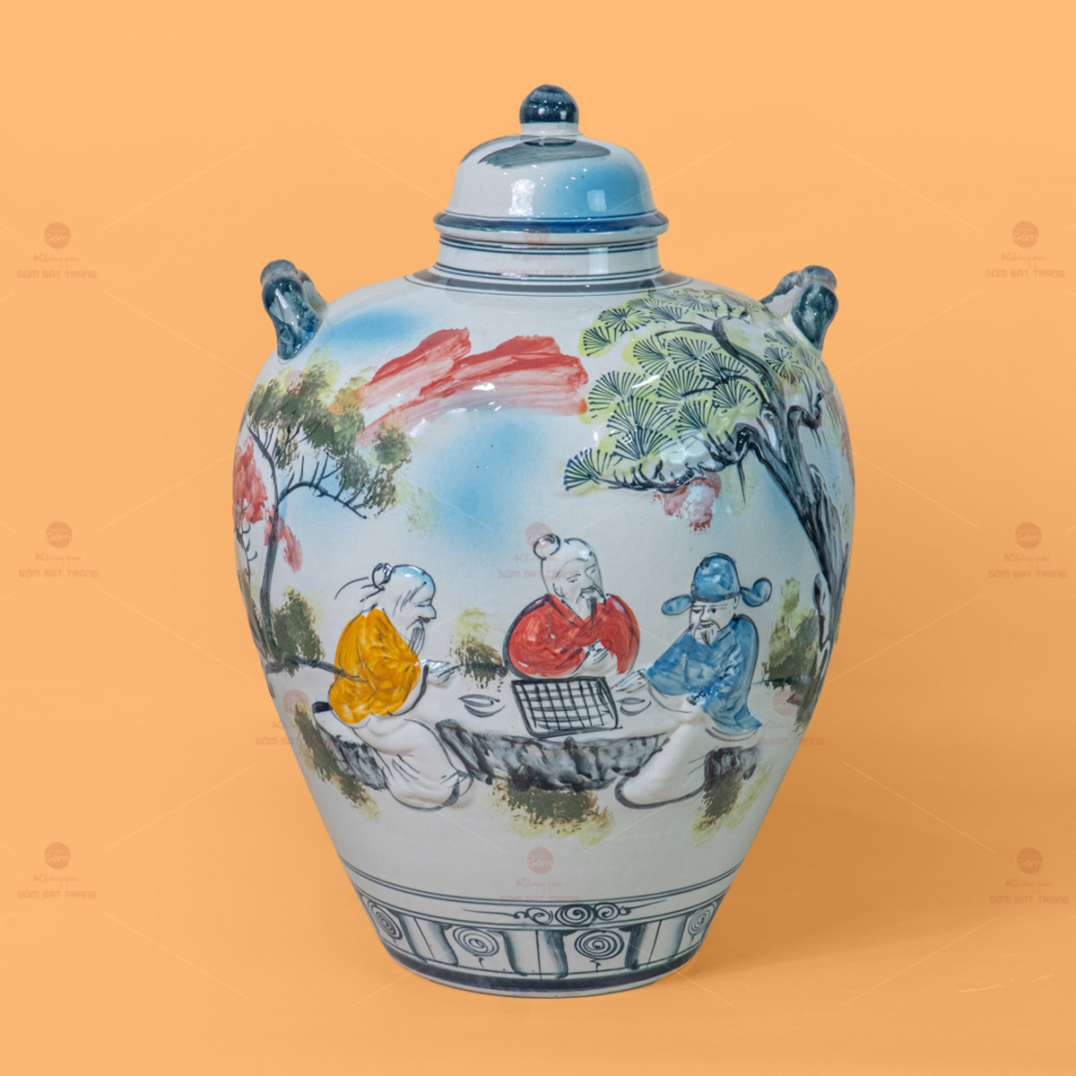 Vò Ngâm Rượu Tiên Ông Đánh Cờ Gốm Sứ Bát Tràng Giá Tốt 