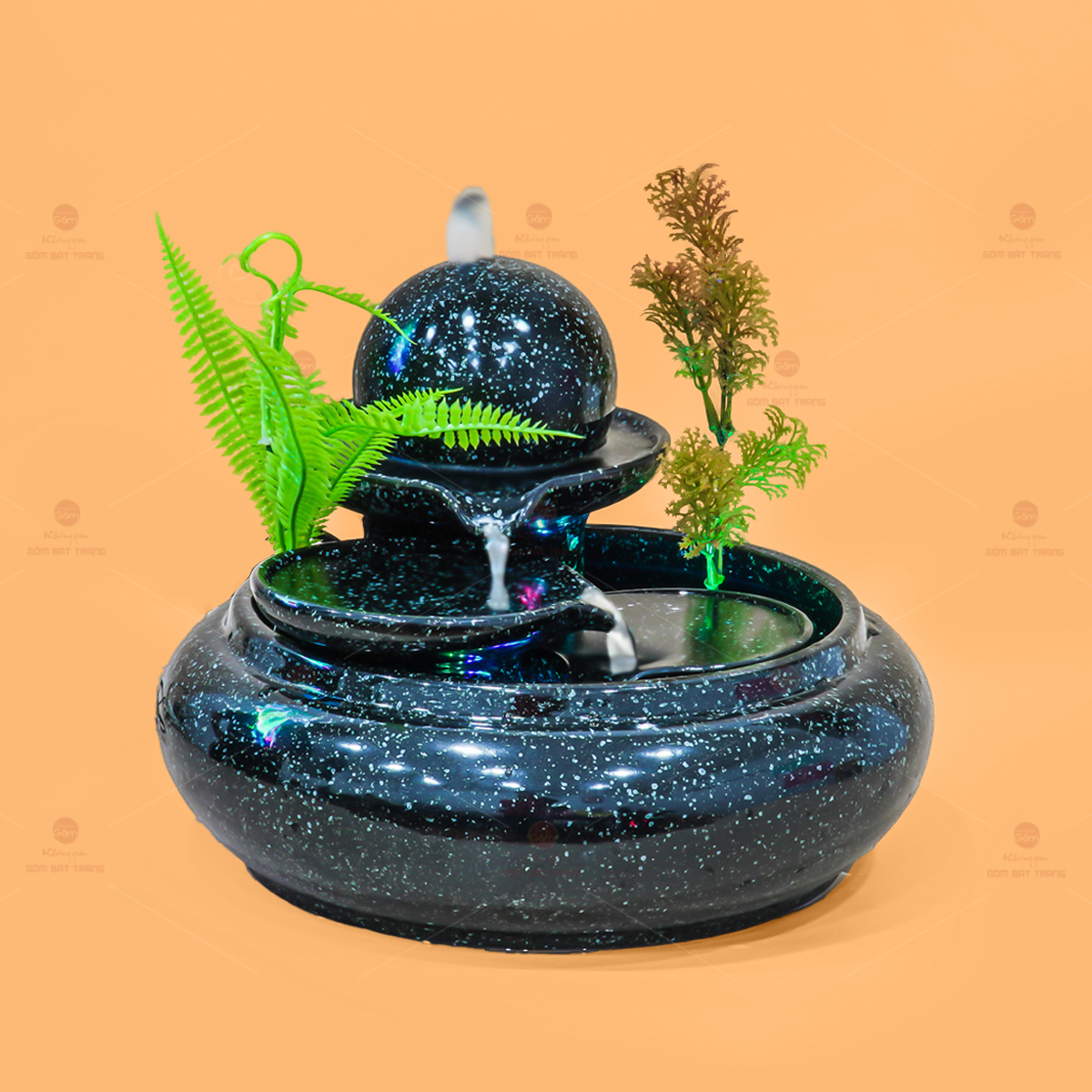 Bộ Thác Nước Địa Cầu Xanh Phong Thủy Cao Cấp Trang Trí Sống 