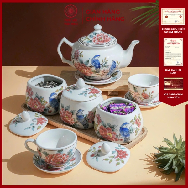 Bộ Hũ Mứt Gốm Sứ Bát Tràng Cao Cấp Cho Tết Đậm Đà PL004 