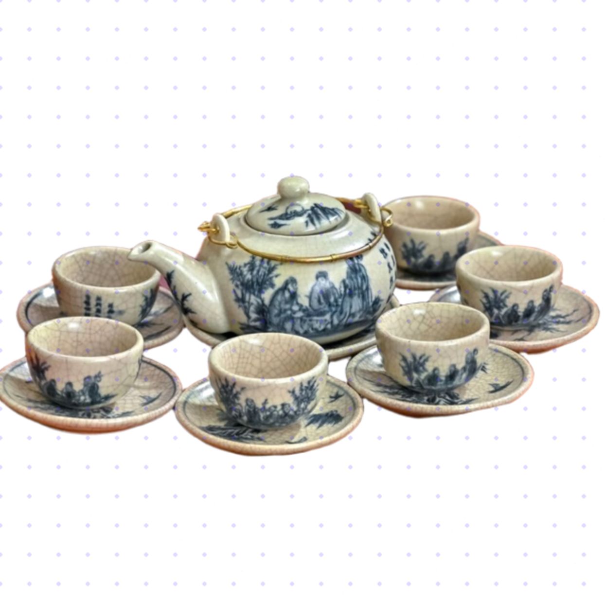 Bộ ấm chén gốm sứ Bát Tràng sang trọng chất lượng cao giá tốt 