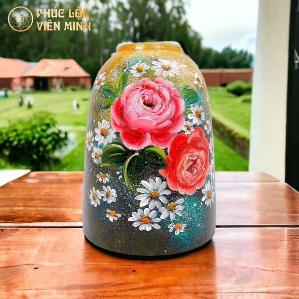 Bình Hoa Gốm Sứ Bát Tràng Vẽ Tay Cao Cấp VM547 Quà Tặng Sang Trọng 