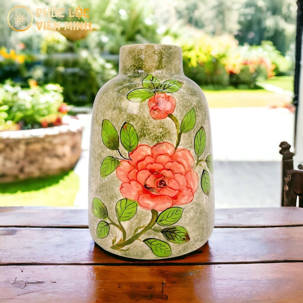 Bình Gốm Sứ Bát Tràng Vẽ Tay Độc Đáo Bình Hoa Cao Cấp VM539 