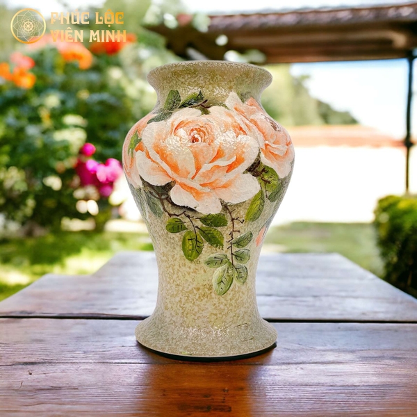 Bình Hoa Gốm Sứ Bát Tràng Vẽ Tay Độc Bản Cao Cấp Sang Trọng VM531 