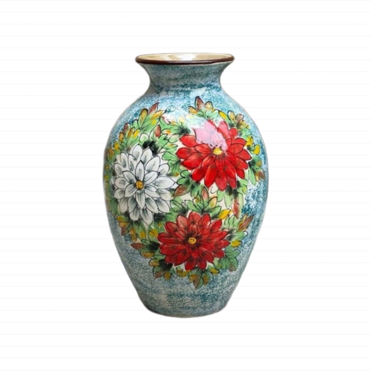 Bình Hoa Gốm Sứ Bát Tràng Cao Cấp Vẽ Tay Độc Bản Siêu Đẹp VM339 