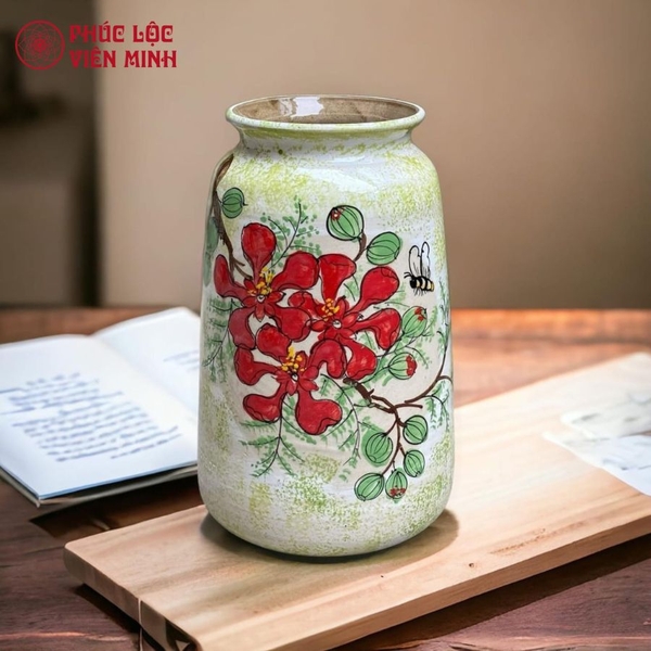 Bình Hoa Gốm Sứ Bát Tràng Cao Cấp Vẽ Tay Độc Bản Sang Trọng 