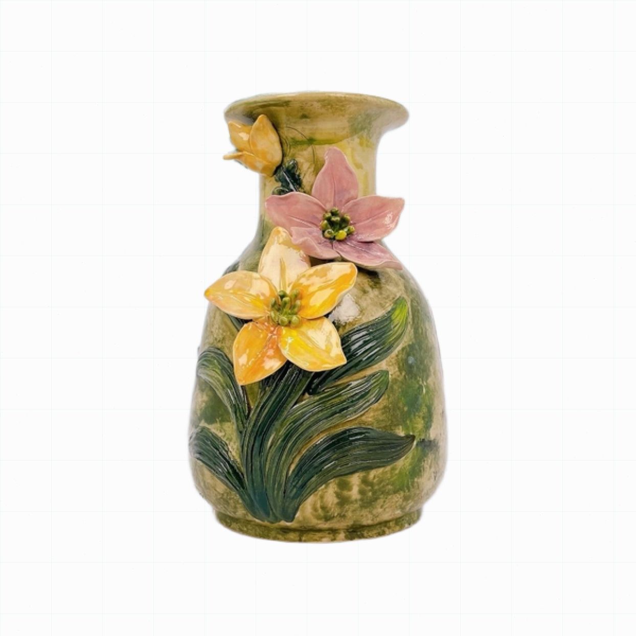 Bình Hoa Gốm Sứ Bát Tràng Cao Cấp Đắp Nổi Độc Bản Sang Trọng VM545 