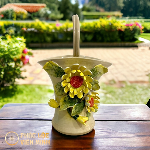 Bình hoa gốm sứ Bát Tràng cao cấp độc bản sang trọng VM458 