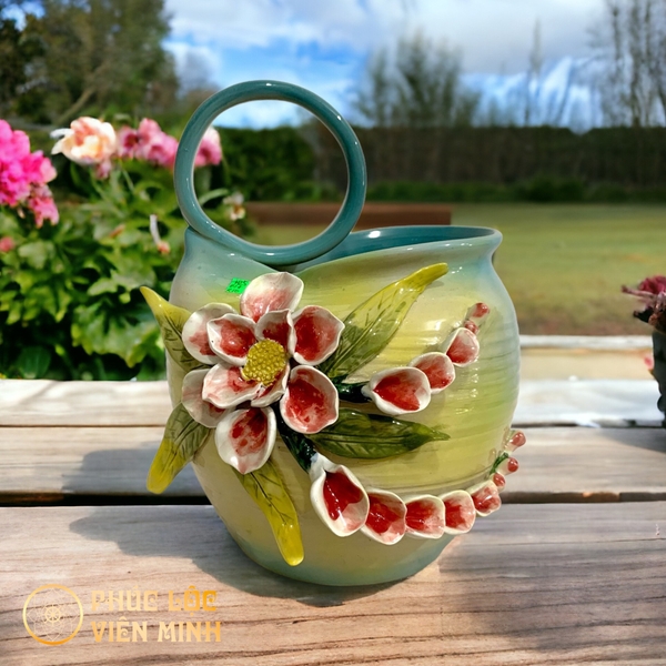 Bình Hoa Gốm Sứ Bát Tràng Đắp Nổi Cao Cấp Sang Trọng VM454 