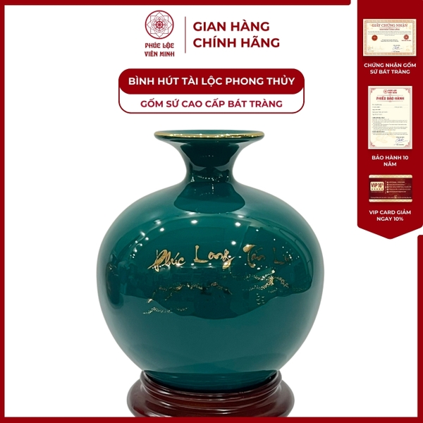 Bình Hút Lộc Phúc Long Vàng Kim Gốm Sứ Bát Tràng Cao Cấp Mua Ngay 